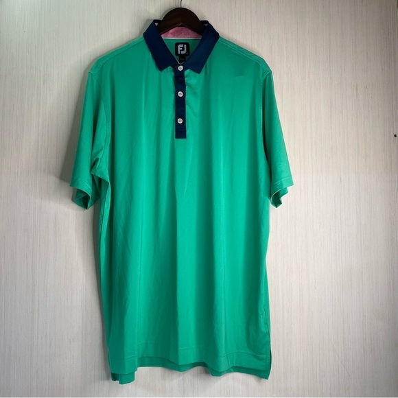 Other - Foot Joy Men's Spiral Trim Polo Golf Shirt ProDry Green Navy Carson Cup 2022 XL